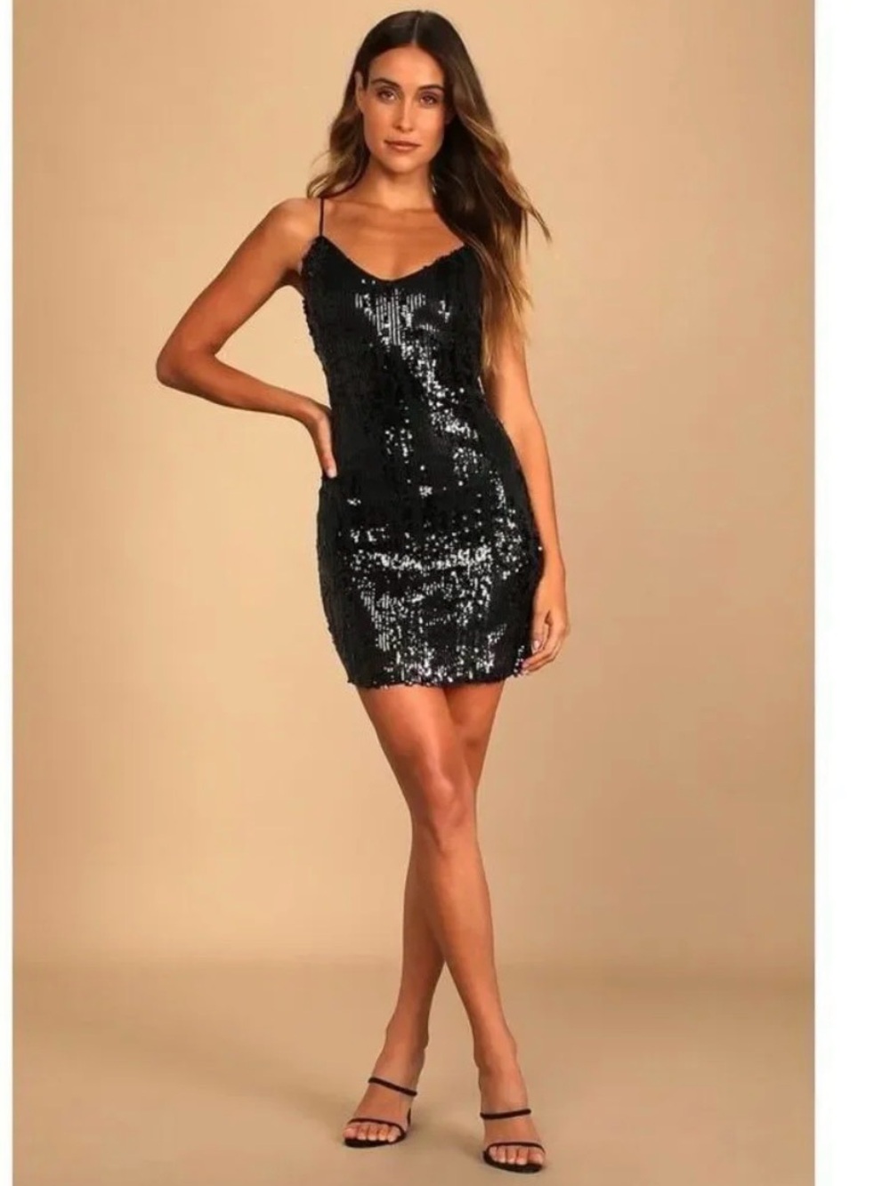 Lulus Bubbly Poppin' Black Sequin Mini Dress